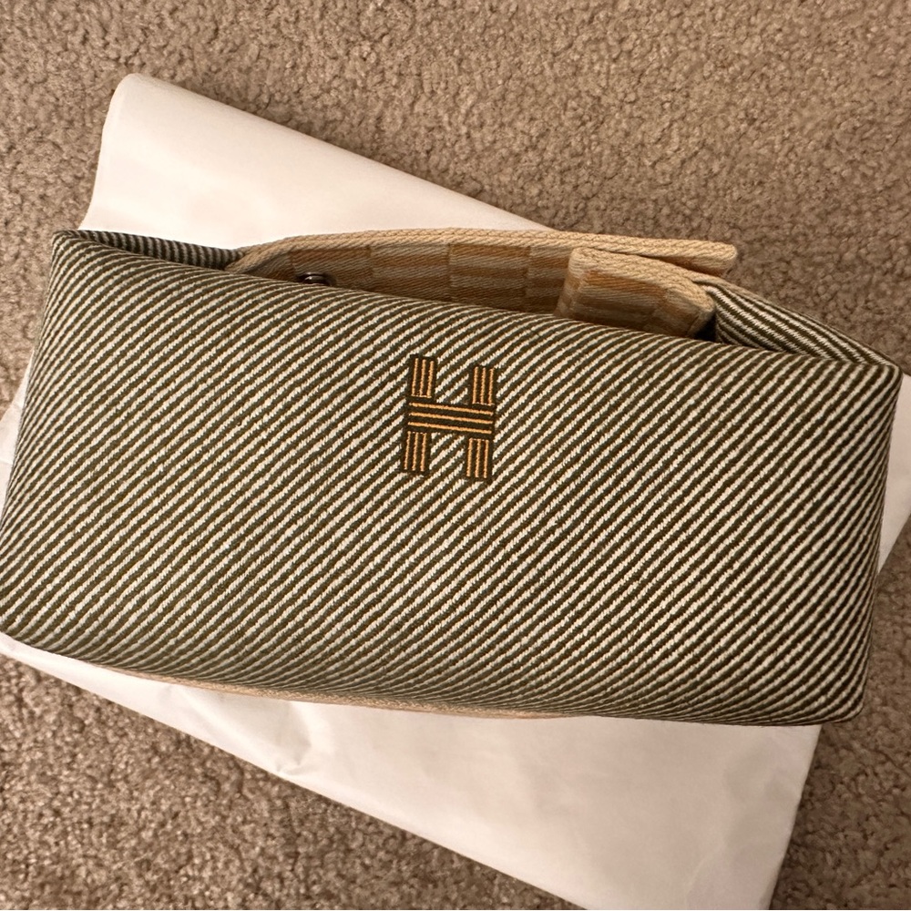 *Giftable*HERMES Bride-A-Brac H Natte Wool Vert Green Pouch Toiletry Bag